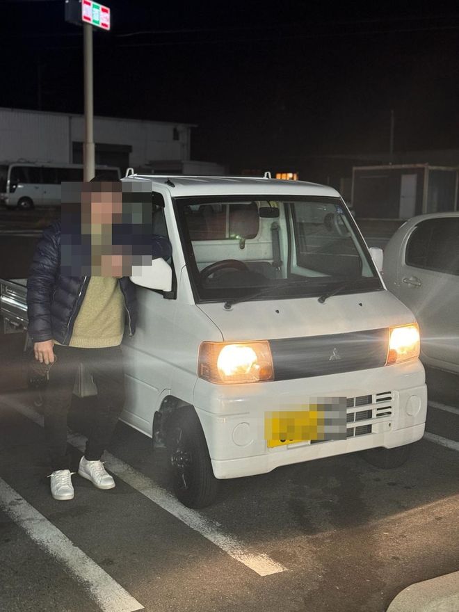 Delivered Kei van — face and plate blurred for privacy